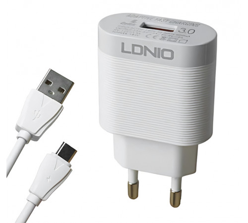 Зарядное устройство LDNIO 18W с кабелем Type-C (1м)