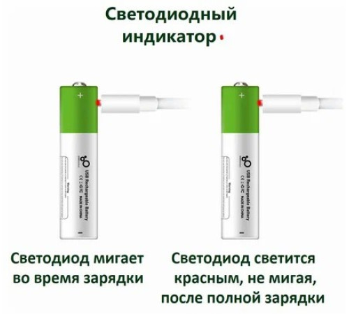 Батарейка перезаряжаемая (комплект) AA 1.5V 2600mAh Type-C