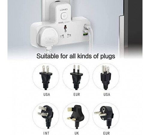 Сетевой фильтр двойник LDNIO 2500W / 2 розетки / 2 USB / Type C / 20W SC2311