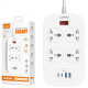 Удлинитель питания LDNIO 2500W / 4 розетки / 2 USB / 2 Type-C 45W (2m) SC4407c