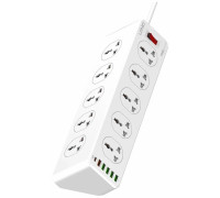 Удлинитель питания LDNIO с USB-портом, 2500W, 10 розеток, 6 USB 17W (2m) SC10610