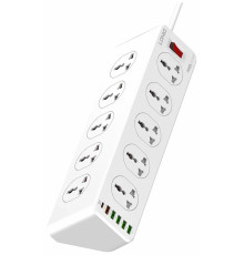 Удлинитель питания LDNIO с USB-портом, 2500W, 10 розеток, 6 USB 17W (2m) SC10610