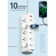 Удлинитель питания LDNIO 2500W / 10 розеток / 3 USB / 3 Type C / 33W (2m) SC10610c