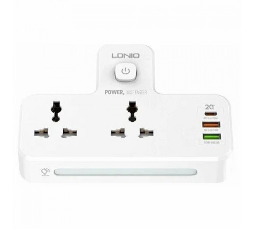 Сетевой фильтр двойник LDNIO 2500W / 2 розетки / 2 USB / Type C / 20W SC2311