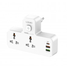 Сетевой фильтр двойник LDNIO 2500W / 2 розетки / 2 USB / Type C / 20W SC2311
