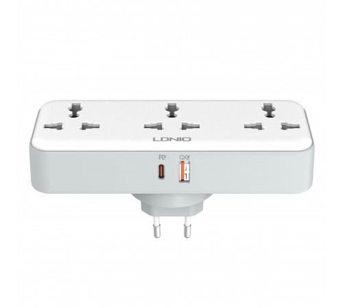 Сетевой фильтр тройник LDNIO 2500W / 3 розетки / 1x USB / 1x Type C / 30W SC3317