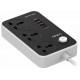Удлинитель питания LDNIO 2500W / 3 розетки / 3 USB / Type C / 38W (2m) SC3412 BLACK
