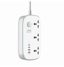 Удлинитель питания LDNIO с USB-портом, 3250W, 3 розетки, 4 USB PD/QC 65W Gan (2m)