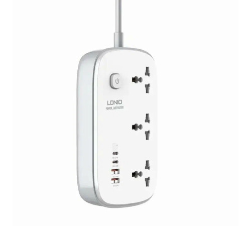 Удлинитель питания LDNIO с USB-портом, 3250W, 3 розетки, 4 USB PD/QC 65W Gan (2m)