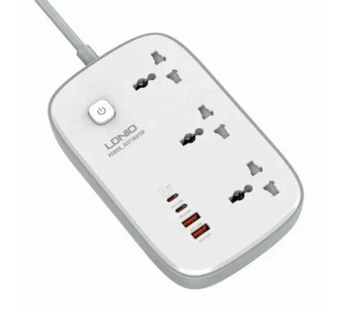 Удлинитель питания LDNIO с USB-портом, 3250W, 3 розетки, 4 USB PD/QC 65W Gan (2m)