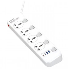 Удлинитель питания LDNIO 2500W / 4 розеток / 2 USB / 2 Type C / 20W (2m) SC4408C