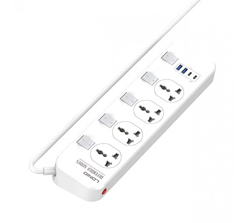 Удлинитель питания LDNIO 2500W / 4 розеток / 2 USB / 2 Type C / 20W (2m) SC4408C