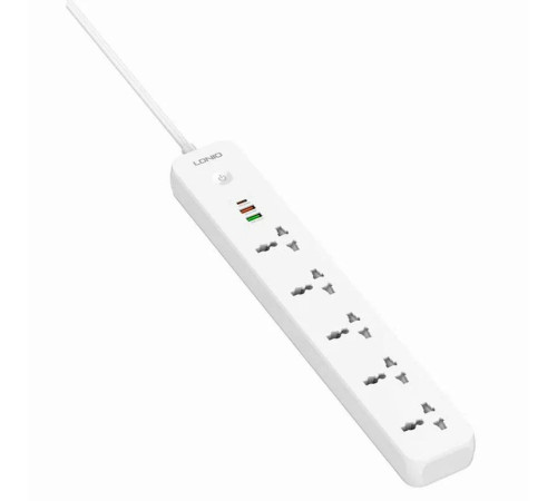 Удлинитель питания LDNIO с USB-портом, 2500W, 5 розеток, 3 USB PD/QC 38W (2m)