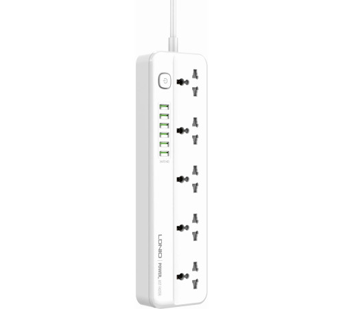 Удлинитель питания LDNIO с USB-портом, 2500W, 5 розеток, 6 USB 17W (2m)