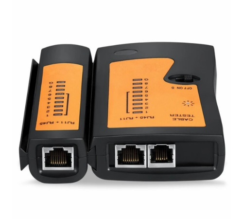 Тестер для LAN кабеля RJ45, RJ11 Black