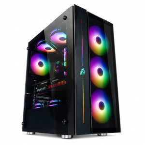 Корпус для ПК 1st player BLACK SIR B7-A + 4fan RGB 12см ATX