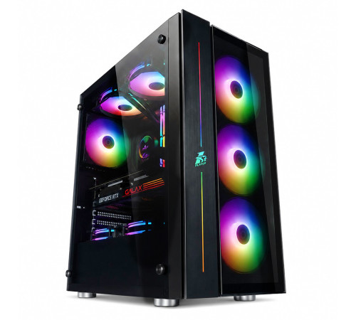 Корпус для ПК 1st player BLACK SIR B7-A + 4fan RGB 12см ATX