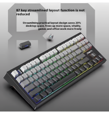 Клавиатура беспроводная механическая игровая AULA S87 PRO GRAY (side print)