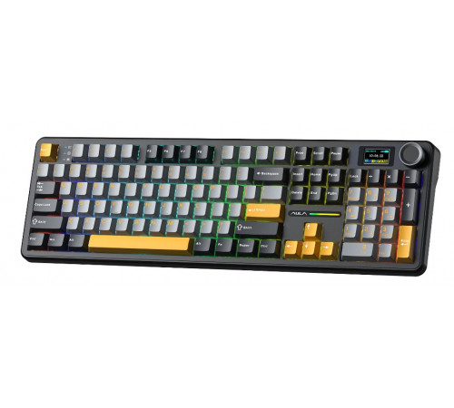 Клавиатура беспроводная механическая игровая AULA F108 PRO BLACK-ORANGE
