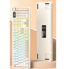 Клавиатура беспроводная механическая игровая AULA F108 PRO WHITE-BEIGE