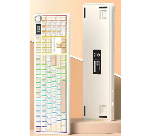 Клавиатура беспроводная механическая игровая AULA F108 PRO WHITE-BEIGE