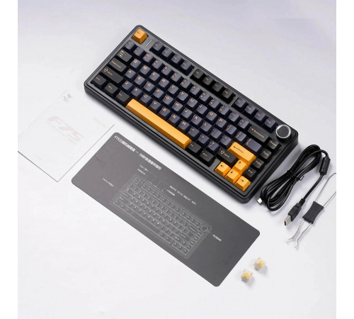 Клавиатура беспроводная механическая игровая AULA F75 AU-F75-6 BLACK-ORANGE