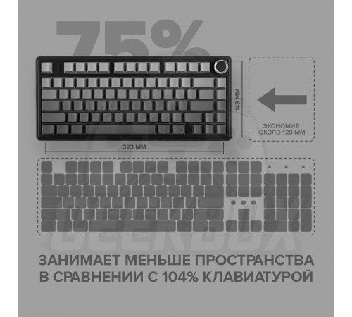 Клавиатура беспроводная механическая игровая AULA F75 AU-F75-11 GRAY (side print)
