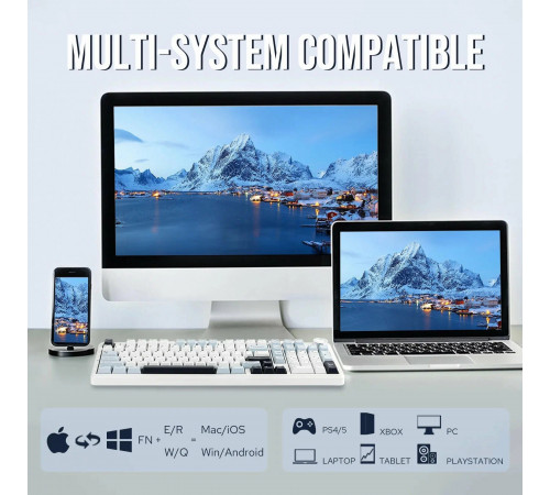 Клавиатура беспроводная механическая игровая AULA F99 PRO AU-F99S-2 WHITE-BLUE