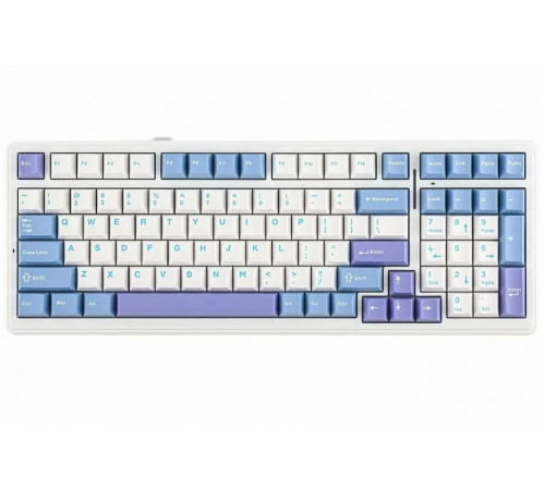 Клавиатура беспроводная механическая игровая AULA F99 AU-F99-17 WHITE-PURPLE Клавиатура беспроводная механическая игровая AULA F99 AU-F99-17 WHITE-PURPLE
