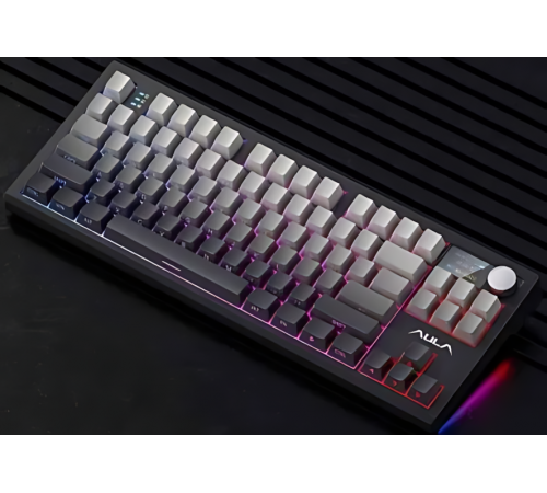 Клавиатура беспроводная механическая игровая AULA S87 PRO GRAY (side print)