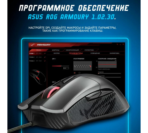 Мышь проводная игровая ASUS Gladius II core