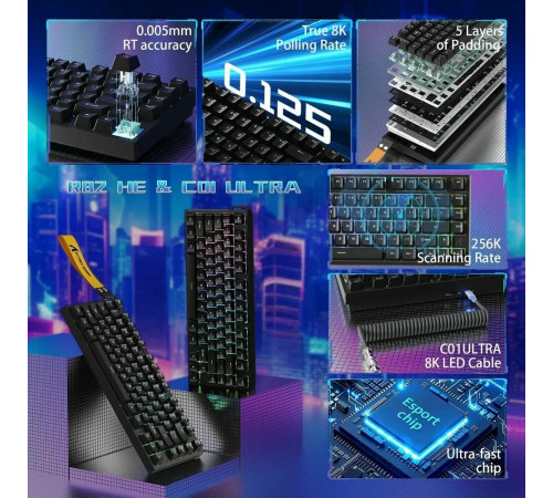 Клавиатура проводная магнитная игровая Attack Shark R82 HE black