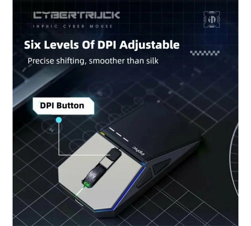 Мышь беспроводная игровая бесшумная Inphic Cyber (Wired/BT/2.4Hz)