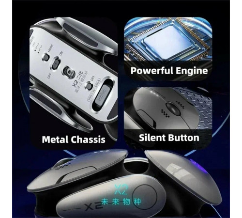 Мышь беспроводная игровая бесшумная Inphic X2 V2 Interstellar Edition (BT/2.4Hz)