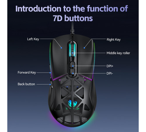 Мышь проводная игровая T-Wolf G520 LED