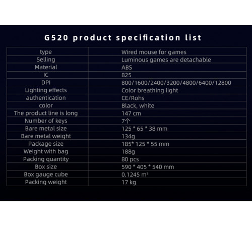 Мышь проводная игровая T-Wolf G520 LED