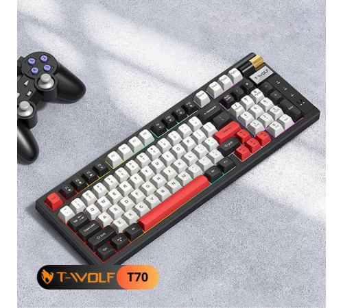 Клавиатура проводная механическая игровая T-Wolf T70 LED