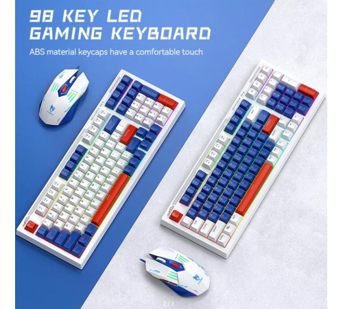 Клавиатура и мышь проводные игровые T-Wolf TF610 LED white