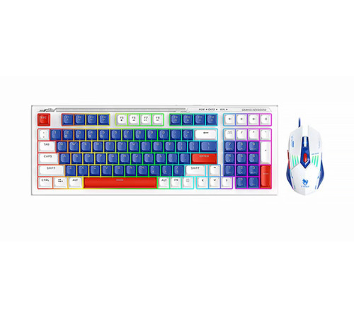 Клавиатура и мышь проводные игровые T-Wolf TF610 LED white