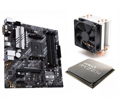 Комплект материнская плата AM4 ASUS B550M-K 4xDDR4 + Процессор AMD Ryzen 7 5800X + FAN Б/У