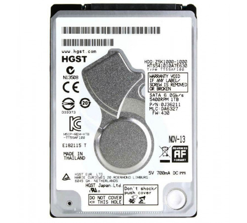 Накопитель HDD 2,5" 500GB HGST(Hitachi) 5400rmp slim (60 Days) Б/У
