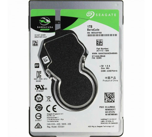 Накопитель HDD 2,5" 1TB Seagate Barracuda 5400rmp (9 days) slim Б/У