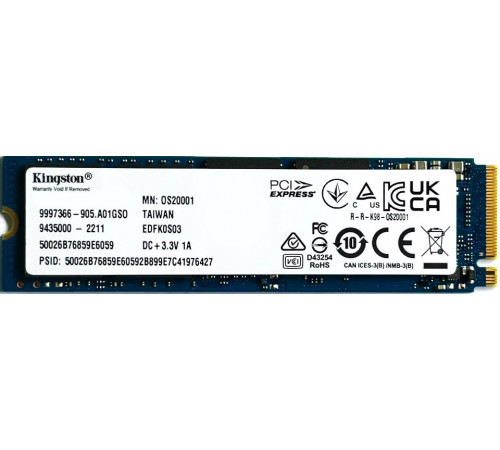 Накопитель NVMe 512GB Kingston Gen4 OEM Накопитель NVMe 512GB Kingston Gen4 OEM