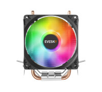 Кулер процессорный башенный (2трубки 9см) 3pin Evesky 100 LED
