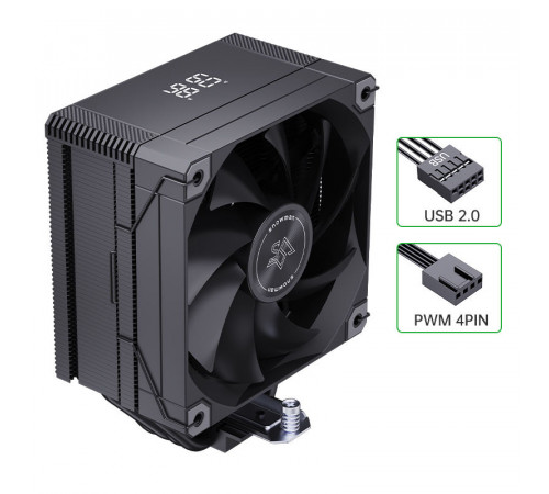 Кулер процессорный башенный (6трубок 12см) Snowman MT6-V4 Digital BK