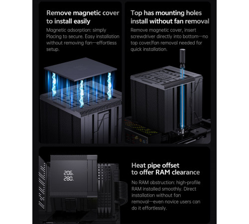 Кулер процессорный башенный (8трубок 12см) Snowman MT880-V4 Digital BK