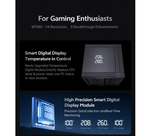 Кулер процессорный башенный (8трубок 12см) Snowman MT880-V4 Digital BK