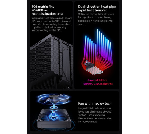 Кулер процессорный башенный (8трубок 12см) Snowman MT880-V4 Digital BK