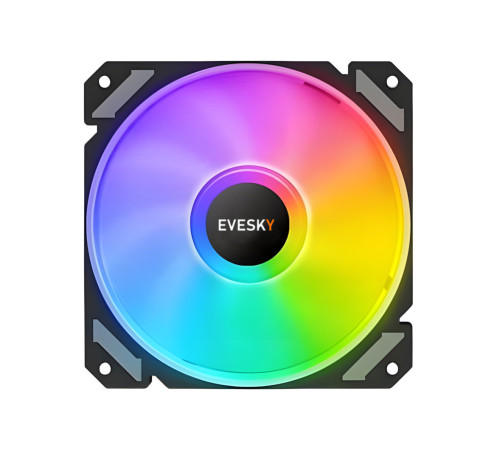 Кулер 12sm LED центр радуга EVESKY black MOLEX