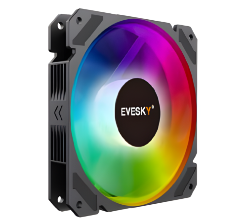 Кулер 12sm LED центр радуга EVESKY black MOLEX